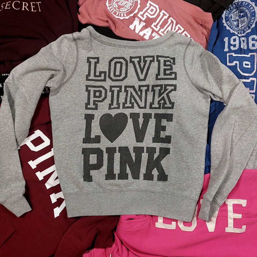 VS LOVE PINK Heart Gray Sweatshirt